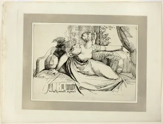 A Woman Sitting by the Window ("Evening Thou Bringest All"), från första numret av Specimens of Polyautography