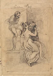Figur lutad över trappor