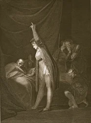 Kardinal Beauforts död, graverad av W. Bromley, illustration från David Humes "The History of England", pub. av R. Bowyer, London, 1812