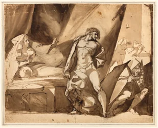Upptäckten (recto), Två skisser av stående mansfigurer (verso)