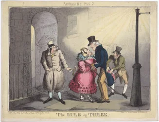 The Rule of Three, plåt 7 från Arithmetic, 1822 (handfärgad etsning)