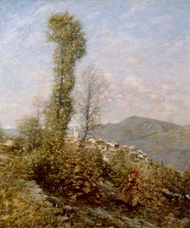 En by på en sluttning i Provence, ca 1910-14 (olja på duk)