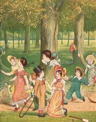 Frolicking People (färg litho)