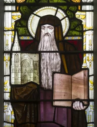 Cambridge, Trinity College, Heaton Butler & Bayne, Henry Holiday, Hieronymus, 1870, anpassad från Carl Almquist