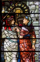 Durham Cathedral, Holday Workshop, Henry Holiday, Moses lämnar Faraos domstol, 1895
