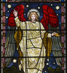 Kirkstall, St Stephen, Heaton Butler & Bayne, Henry Holiday, The Memory Of The Just Is Blessed detalj, Ordspråksboken Kapitel 10, Vers 7, ca 1870