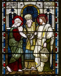 Kirkstall, St Stephen, Heaton Butler & Bayne, Henry Holiday, The Presentation, ca 1870