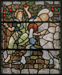O ni gröna ting, detalj av Benedicite-fönstret, ca 1895