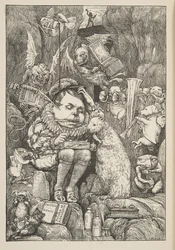 The Beaver tog med papper, portfolio och pennor, från The Hunting of the Snark, an Agony in Eight Fits, av Lewis Carroll, pub. 1876