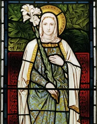 Jungfru Maria, 1873 (målat glas)