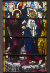 Westminster, St Margaret, James Powell & Sons, Henry Holiday, Christ Leaving The House of Mary & Martha, 1883