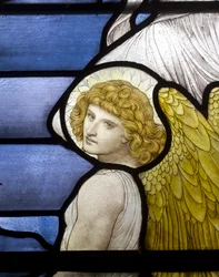 Wolsingham, St Mary & St Stephen, James Powell & Sons, Henry Holiday, Jacobs Ladder, Ängeldetalj, 1881