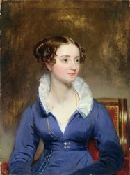 Ung kvinna i blå klänning, ca 1825