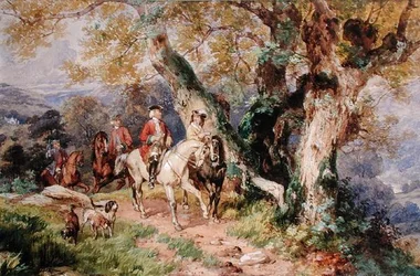 1700-talsfigurer i ett landskap