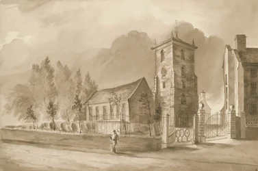 Willenhall Church: sepiateckning, nd [1844] (ritning)
