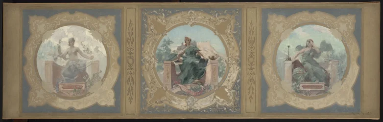 Skiss för Lobau-galleriet i Paris stadshus: Fred. Litteratur. Science, år 1890 (olja på duk)