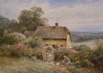 A Picturesque Cottage, Warwickshire (penna och akvarell)
