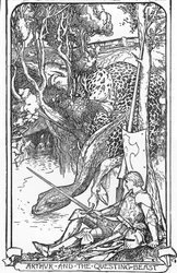 King Arthur and the Questing Beast Illustration av HJ Ford (1860-1940) från "The book of romance" 1902 Privat samling