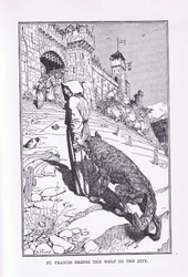 St Francis tar med sig vargen till staden, 1912