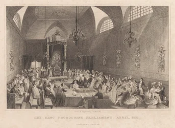 Kungen prorogerande riksdagen, april 1831