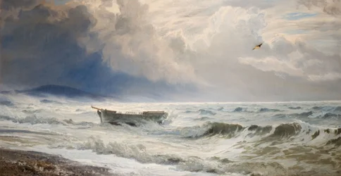 Ruggigt väder vid kusten, Cumberland, 1874.