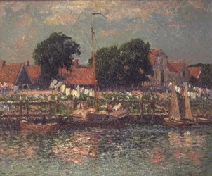 På stranden av en flod i Holland