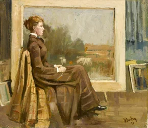 Porträtt av en dam, sittande är konstnärens framtida fru, 1893