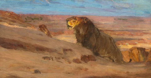 Lions in the Desert, ca. 1897-1900.