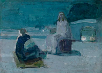 Studie för Kristus och Nikodemus på ett tak, ca. 1923.