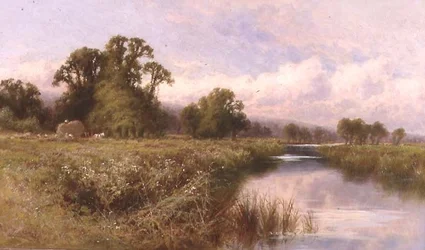 Ängslandskap nära Marlow-on-Thames (olja på duk)