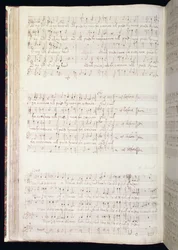 MU MS 88 f.102 "Man som är född av kvinna", sida ur en volym med engelska anthems komponerade och skrivna av Henry Purcell (1659-95) 1673 (bläck på papper)