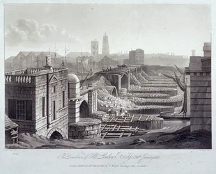 London Bridge gamla, London, 1832