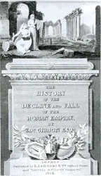 Titelsida för "The History of the Decline and Fall of the Roman Empire", av Edward Gibbon, Vol 1, 1808