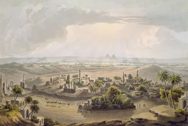 Pyramiderna i Kairo, graverade av Daniel Havell (1785-1826) 1809