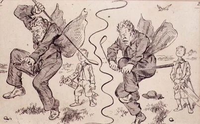 Frustration på golfbanan, illustration från "Graphic" magazine, pub. c.1870 (lito)