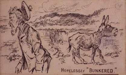 Hopelessly Bunkered, illustration från "Graphic" magazine, pub. c.1870 (lito)