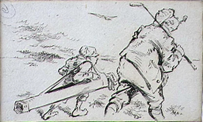 The Bumbling Golfer, illustration från "Graphics" tidning, pub. c.1870 (lito)