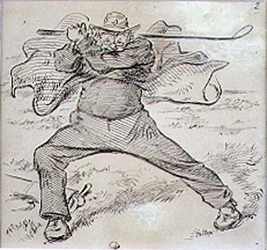 Den kaotiska golfaren, illustration från "grafisk" tidskrift, pub. c.1870 (lito)