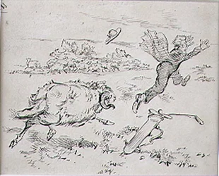 The Disturbed Golfer, illustration från "Graphic" tidning, pub. c.1870 (lito)