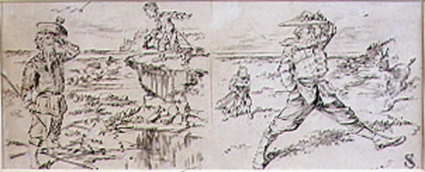 Den otåliga golfaren, illustration från "Graphic" tidning, pub. c.1870 (lito)