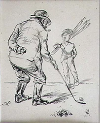 The Last Putt, illustration från "Graphic" tidningen, pub. c.1870 (lito)