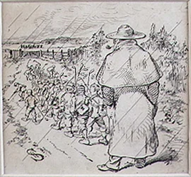 The School Boy Golfers in the Rain, illustration från "Graphic" tidning, pub. c.1870 (lito)