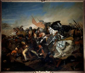 Utsikt över slaget vid Kassel den 23/08/1328, Filip VI av Valois seger över den flamländska armén Målning av Henry Scheffer (1798-1862) 1837 Sön. 4,65x5,43 m versailles, slottets museum
