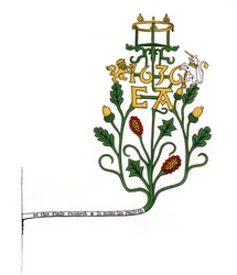 Fäste för att stödja ett timglas, 1636, 1843.
