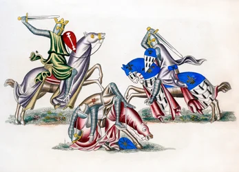 Knights fighting, c1260, 1843.