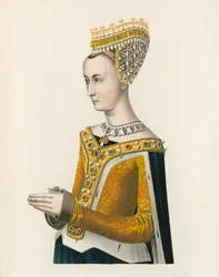 Margareta, drottning av James III av Skottland, ca 1483, Halvlångt porträtt