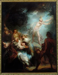Den hemsökta skogen. Målning av Henry Singleton (1766 - 1839).