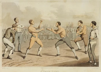 A Prize Fight, graverad av J. Clark, publicerad 1820 (akvatint)