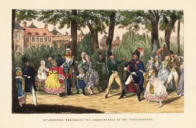 Engelska turister som promenerar i Tuilerieträdgården, Paris