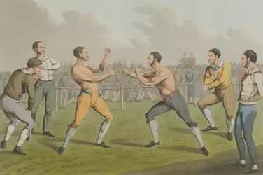 A Prize Fight, aquatinted av I. Clark, pub. av Thomas McLean, 1820 (akvatint)